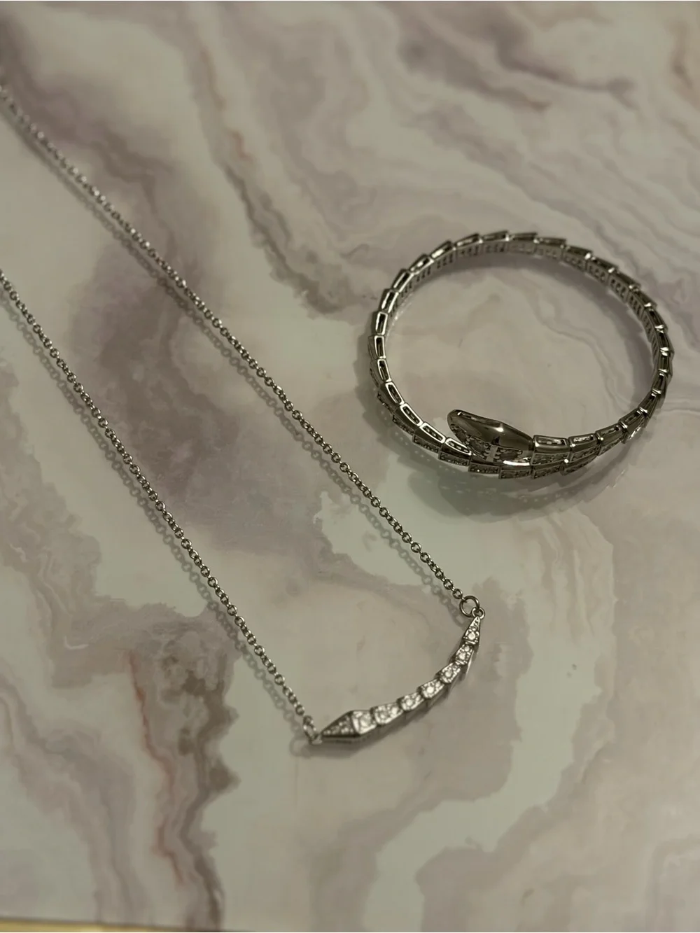 Silver Crystal Halo Snake Bangle Bracelet - Women Jewelry